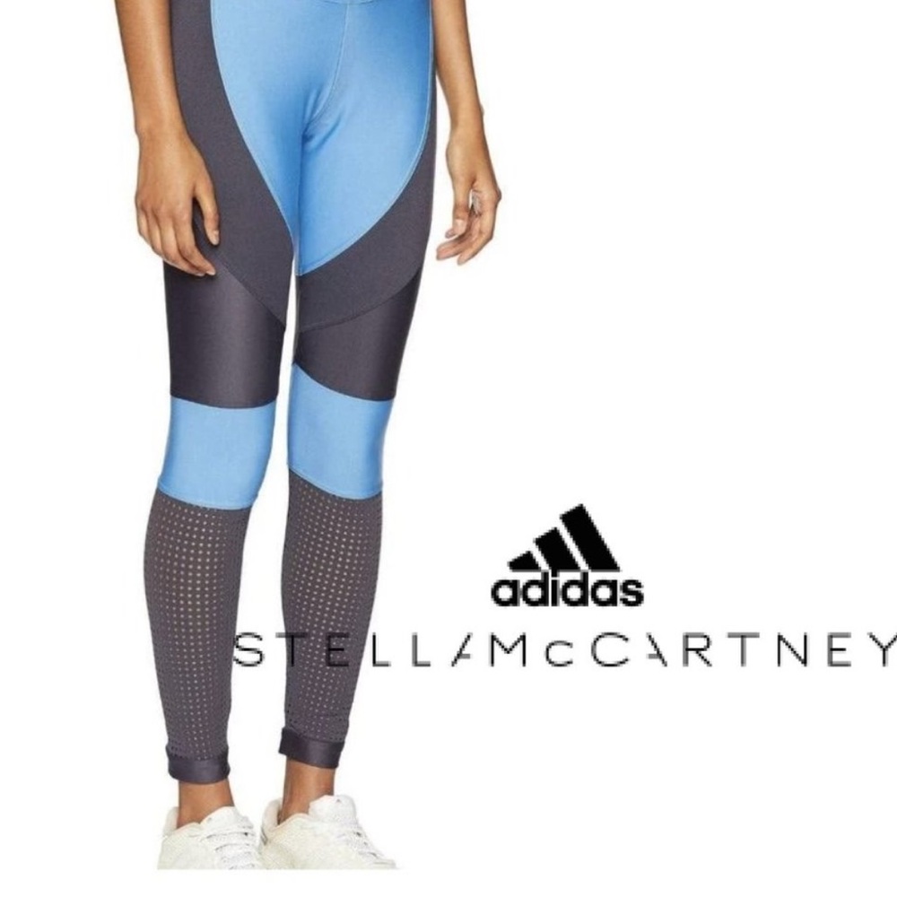 Adidas By Stella McCartney Blue and Gray Leggings Size M Running Gym Activewear